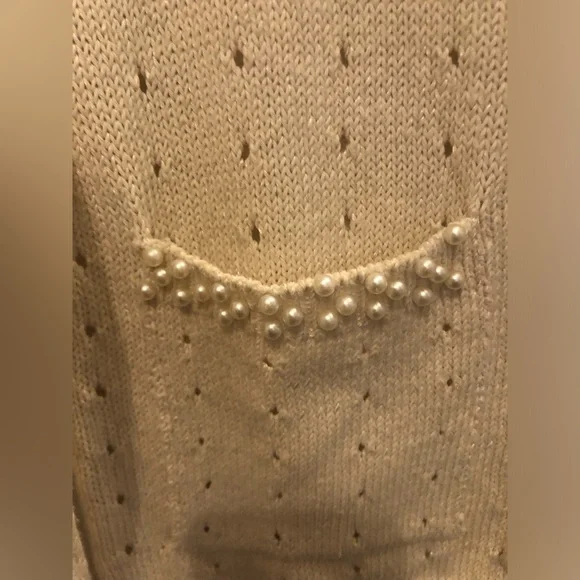 Zara pearl knit cardigan size small beige - Picture 5 of 5